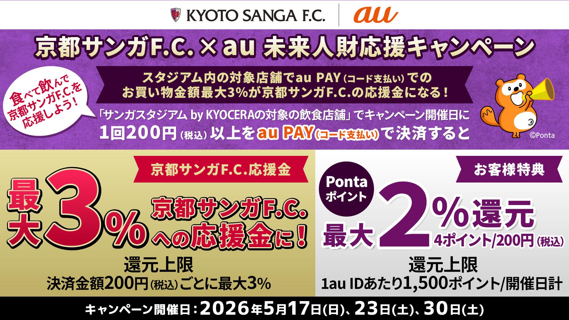 京都サンガF.C. x au 未来人財応援キャンペーンの実施について(5/20